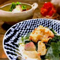 北寄貝と生わかめのごまマヨ和え