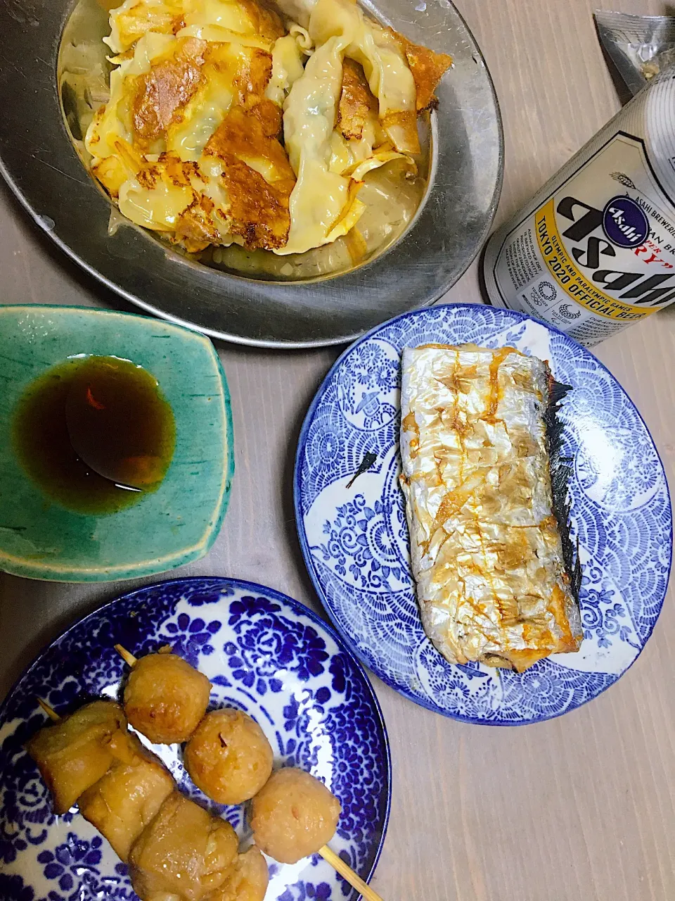 太刀魚塩焼き　ワンタン焼き　焼き鳥|みーさん