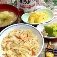 Snapdishの料理写真:炊き込みご飯と出汁巻き玉子の「これうまつゆ御膳」の朝ごはん❤︎