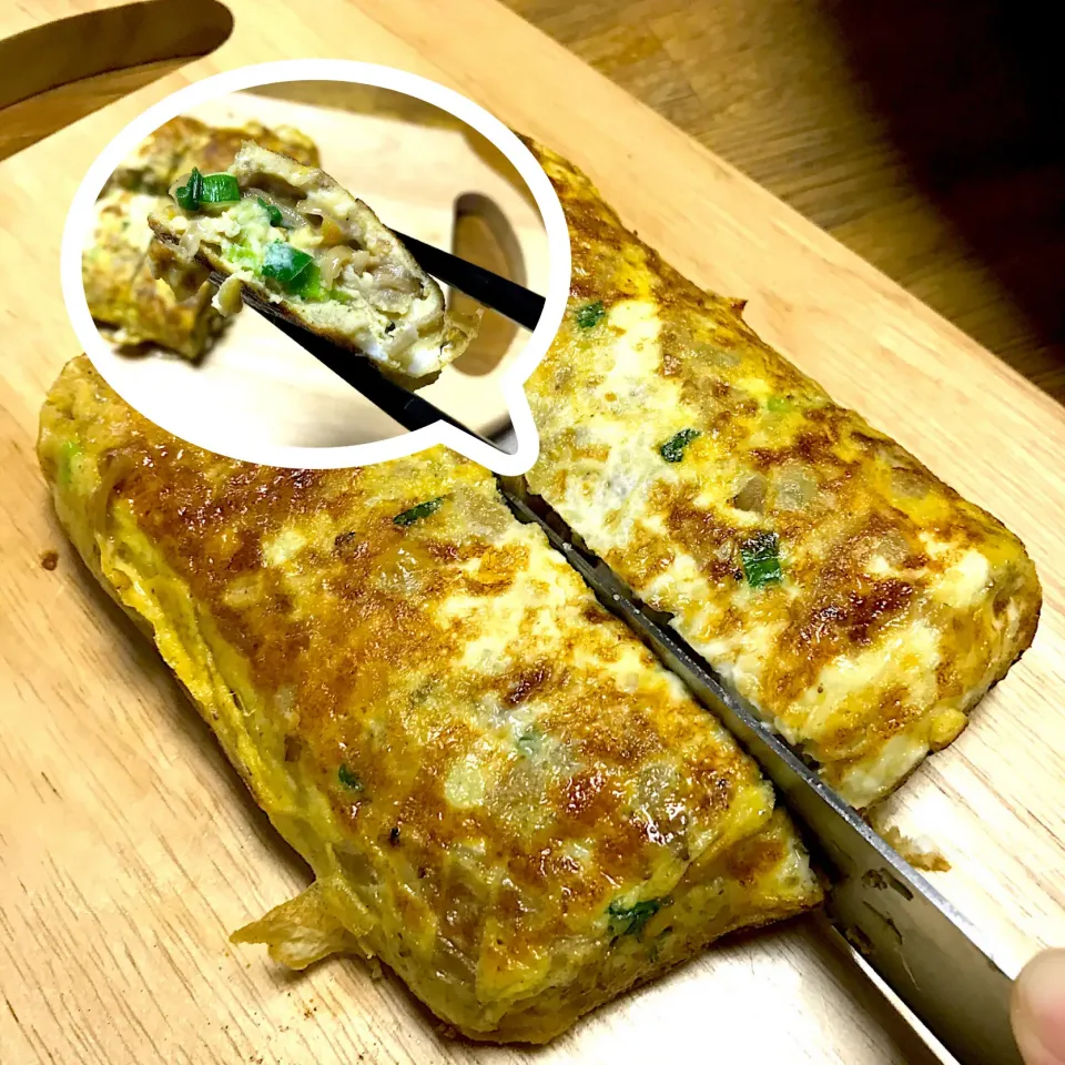 厚焼き玉子×切り干し大根の煮物　#あるもので #切り干し大根の煮物|morimi32さん