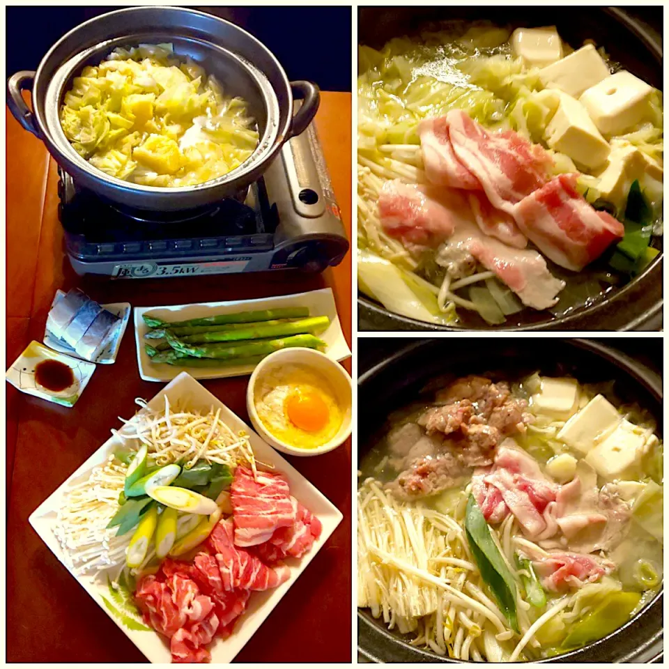 Today's Dinner🍴 さっと茹でｱｽﾊﾟﾗ･豚しゃぶ鍋･〆はおうどん(撮り忘れ)for kids|🌈Ami🍻さん