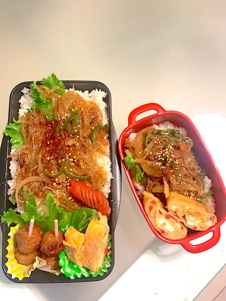 #チャプチェ
 #息子弁当 
#私のも
 #行ってらっしゃい♡♡|Yukaさん