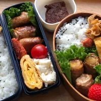 白葱の豚巻き 弁当。バナナケーキ付き|弁当 備忘録さん