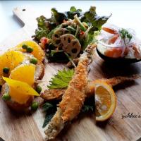 ミラノ風！ししゃもフライと八朔🍊のブルスケッタ