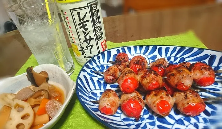 ロケットトマト🍅 豚バラ巻き
 筑前煮|びせんさん