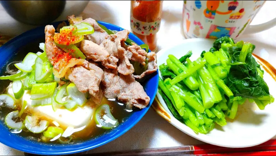 Snapdishの料理写真:2/18の夕食
豚肉と長ねぎのつけ汁でざる蕎麦
初物❗小山町産の水掛け菜|卯月さん