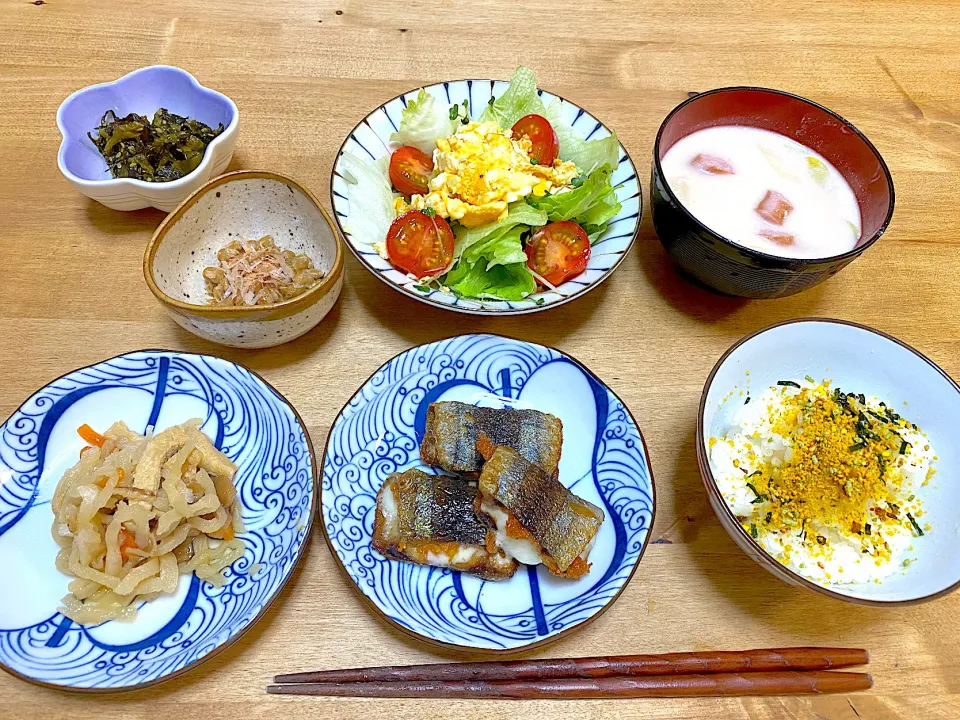 さんまとチーズのはさみ焼き定食☺️|かおちゃんさん