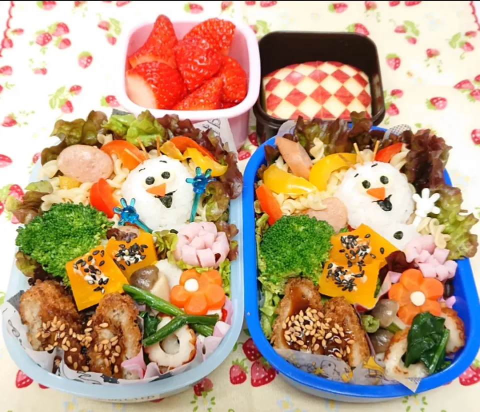 クルクルパスタにオラフおにぎり弁当❤️
オラフ、お口がちょっと小さかったかな💦|みちゅあしさん