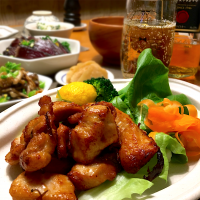 鶏胸肉のスタミナ揚げとハイボール