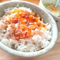 Snapdishの料理写真:卵かけご飯と野菜たっぷりミルクスープ|ルカさん