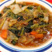 小松菜と豚ひき肉の中華風しょうゆ炒め