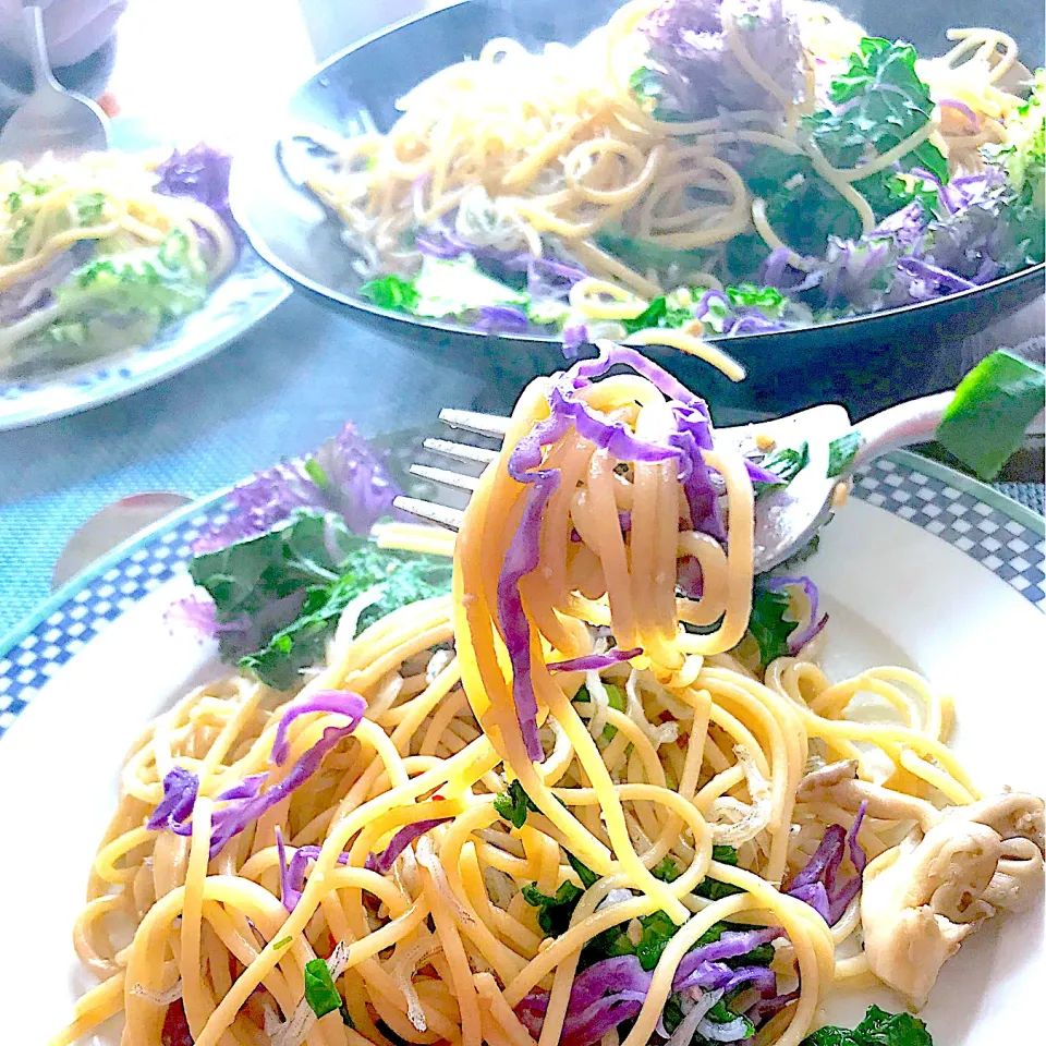 ガリバタこれうまつゆで作る、プチヴェールを使った三崎港パスタ|シュトママさん