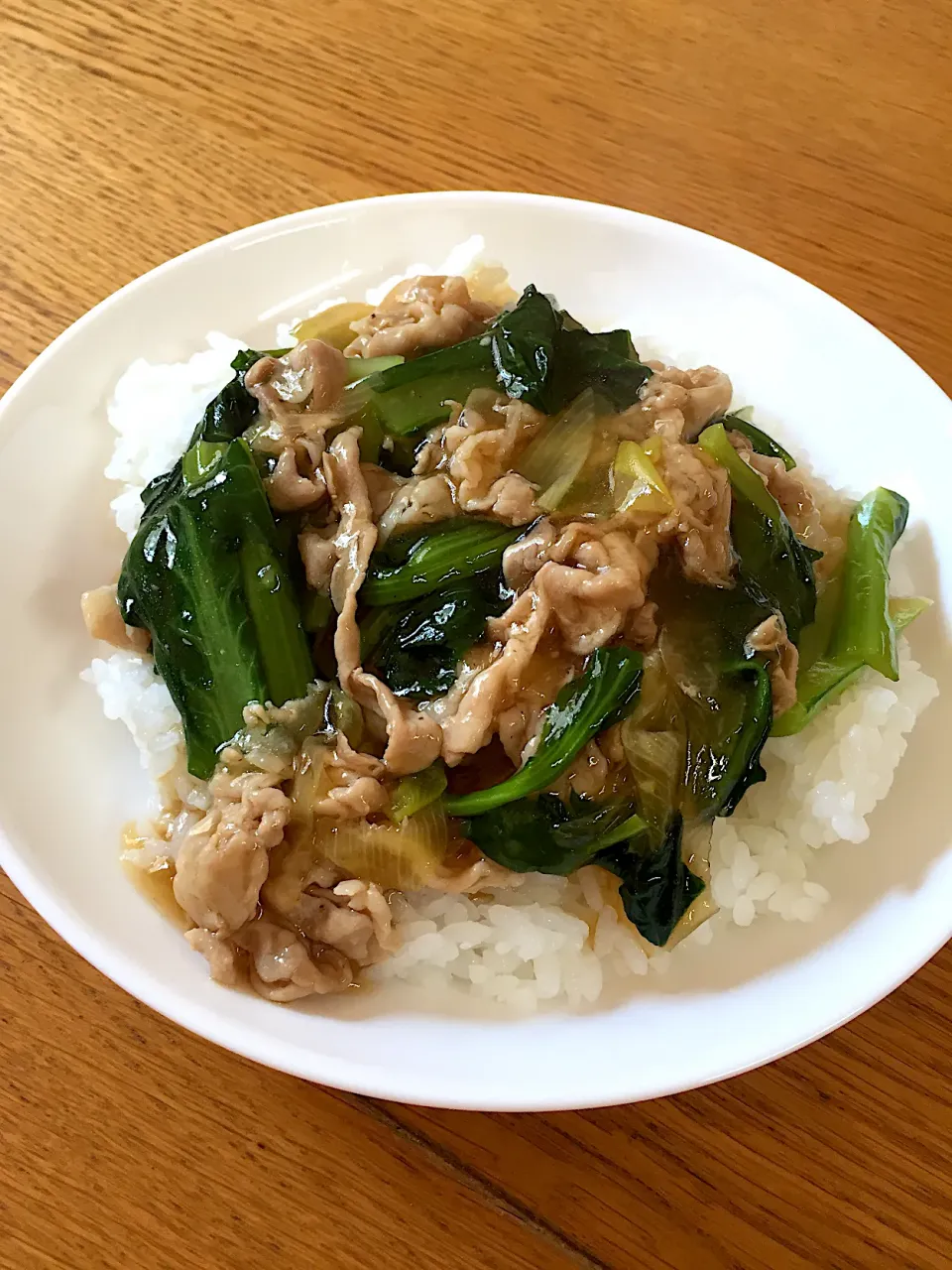 Snapdishの料理写真:豚バラと小松菜のあんかけ丼|まつださんさん