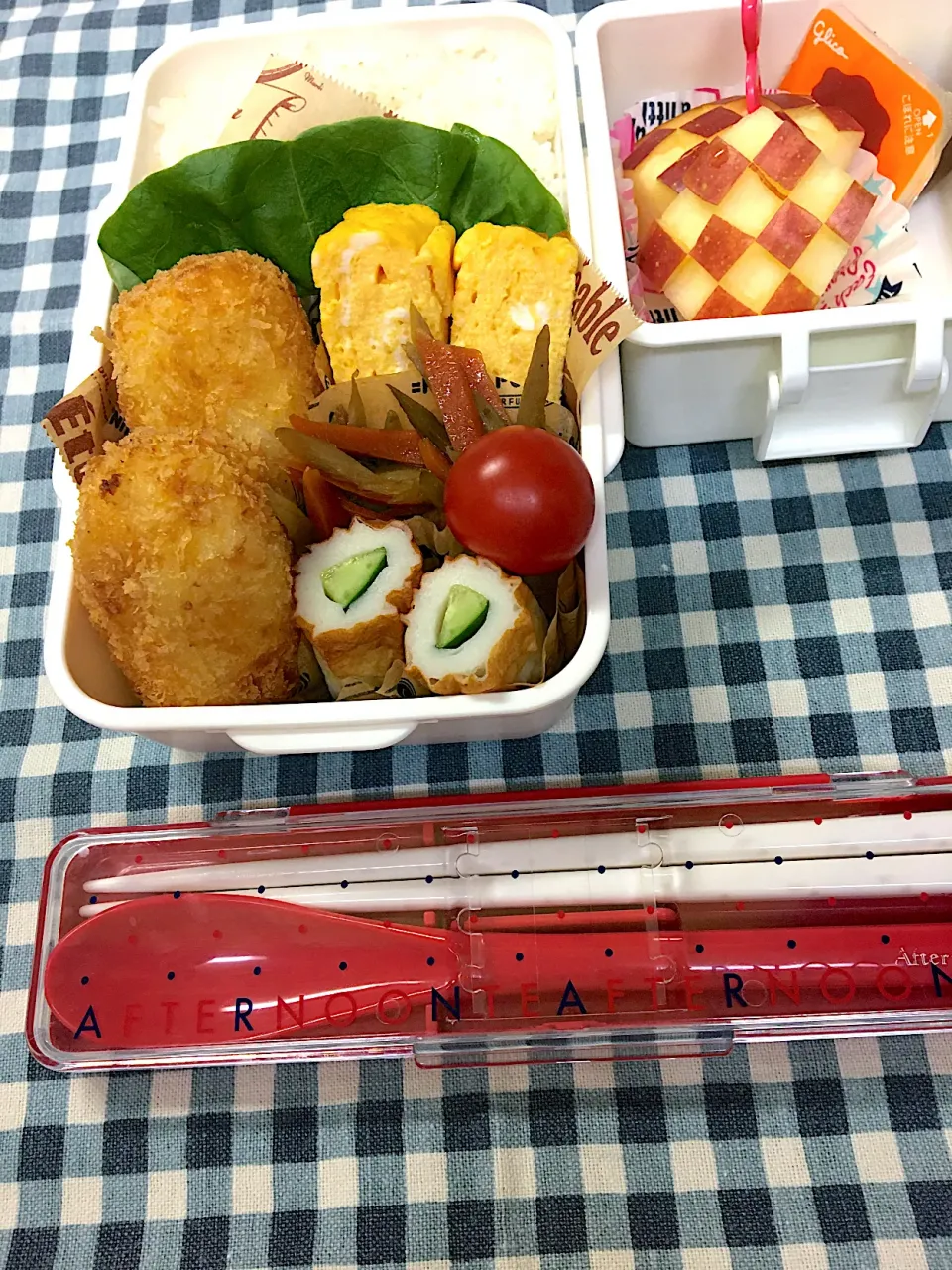 Snapdishの料理写真:⭐️2月21日　中1娘のお弁当|りんご✖️2さん