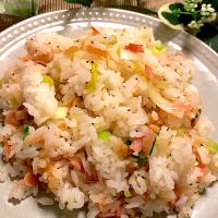 シンプル炒飯、ネギとベーコンの塩胡椒炒飯💕💕