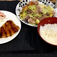 野菜炒め　アジフライ
