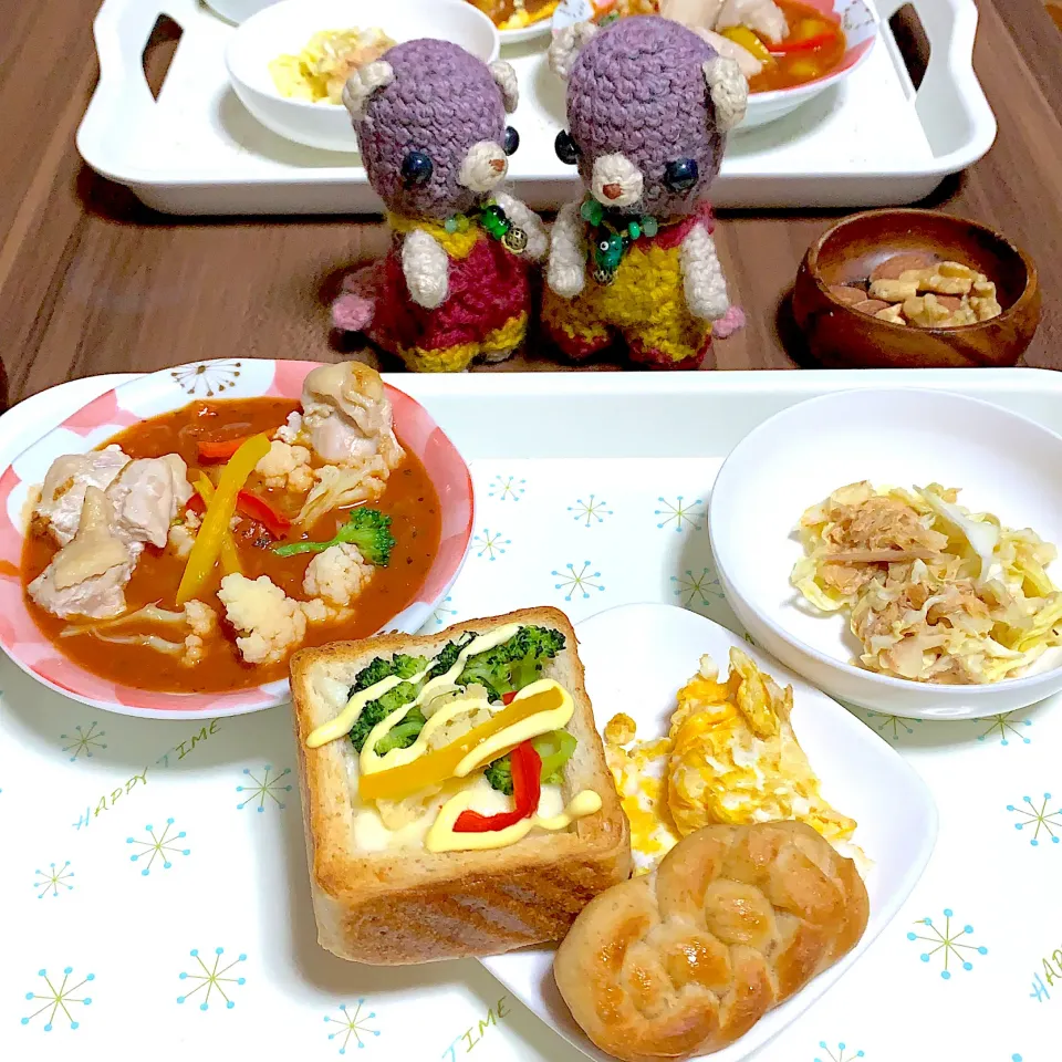 Snapdishの料理写真:朝ごぱん全貌o(･x･)/|chagashiさん