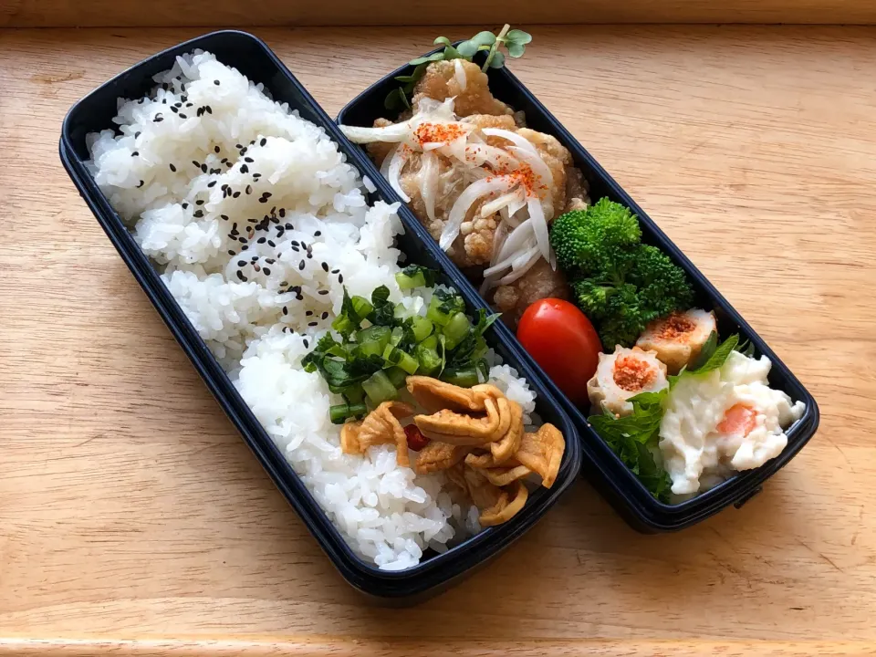 唐揚げの酢タマネギ載っけ 弁当|弁当 備忘録さん