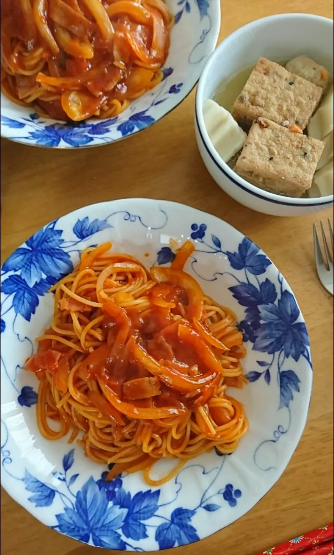 ナポリタンと残りの煮物|しまだ ちえこさん