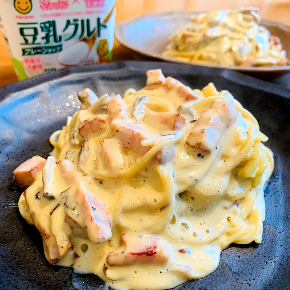 Snapdishの料理写真:豆乳グルトde和風カルボナーラ🥛豆乳グルト使ったパスタ美味しい💕お料理にも使えて便利😁豆乳グルトモニター|いちごさん