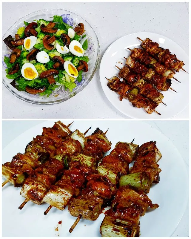 chicken skewers and mixed salad|steven z.y.さん