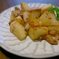 からあげビールさんの簡単激ウマ♡豚こまと長いものガーリック醤油炒め