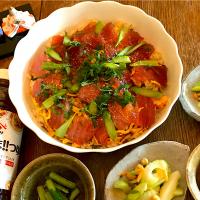 晩ごはん #ちらし寿司  #これうまつゆを使って作った常備菜  #小松菜のおひたし  #セロリの浅漬け  #これうまつゆひろめ隊  #これうまキャンペーン  #毎日使っても飽きない美味しさ♪  #これうまつゆ