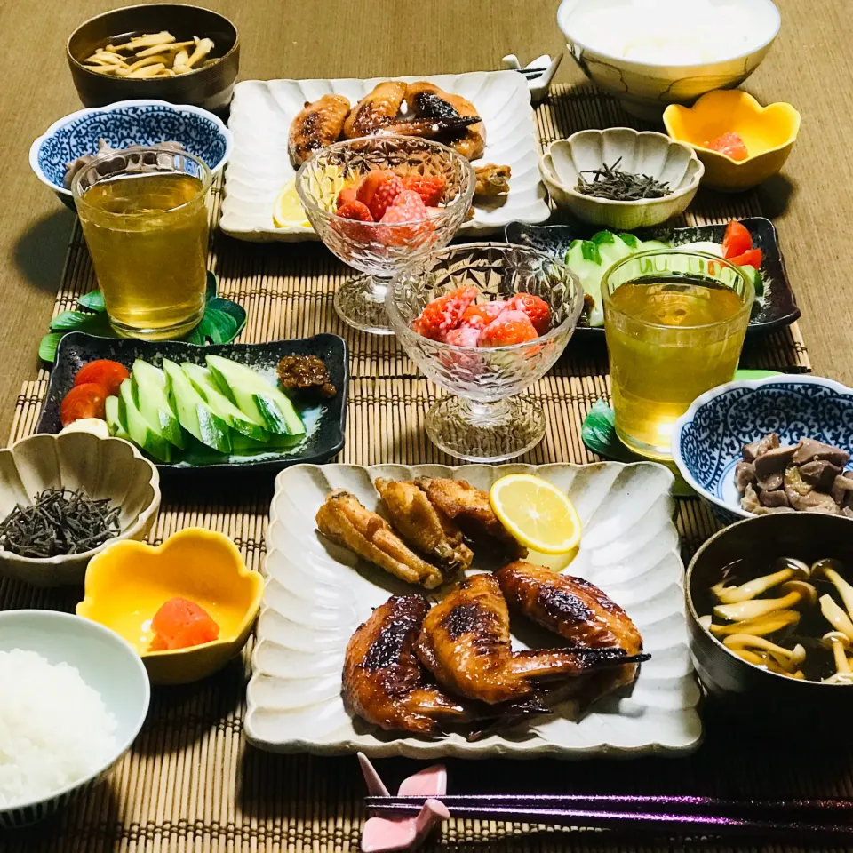 鶏手羽の照り焼き定食🍱|nailsbayさん