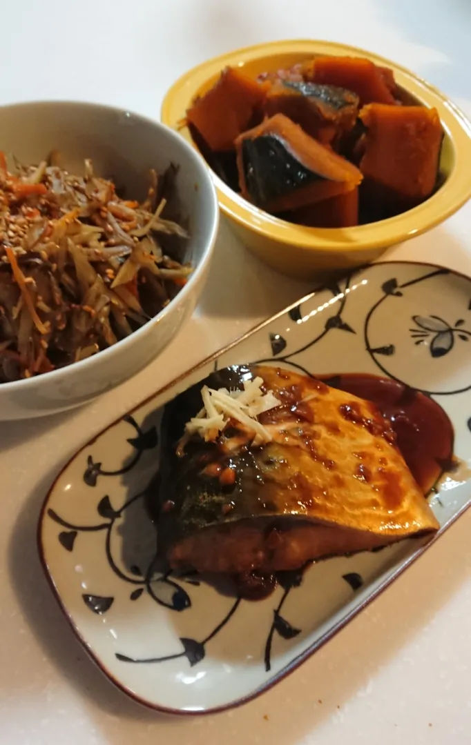 さばの味噌煮 &かぼちゃの煮物 きんぴら|高野裕子さん