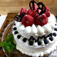 娘と作ったあまおう二段ケーキ🍓