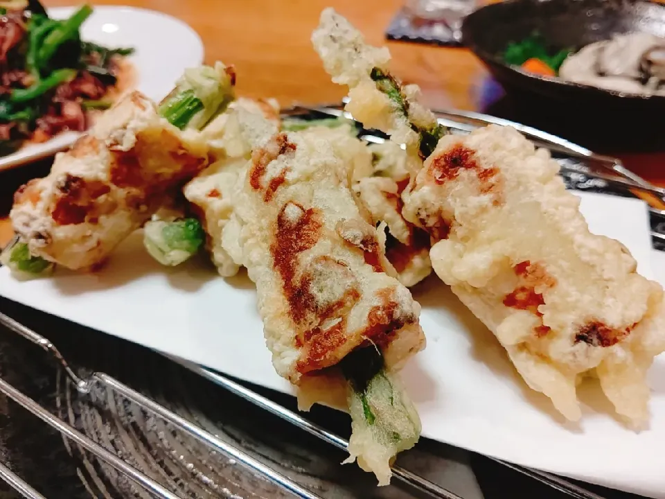 Snapdishの料理写真:アスパラガスの磯辺揚げ|Naomi Furuyaさん