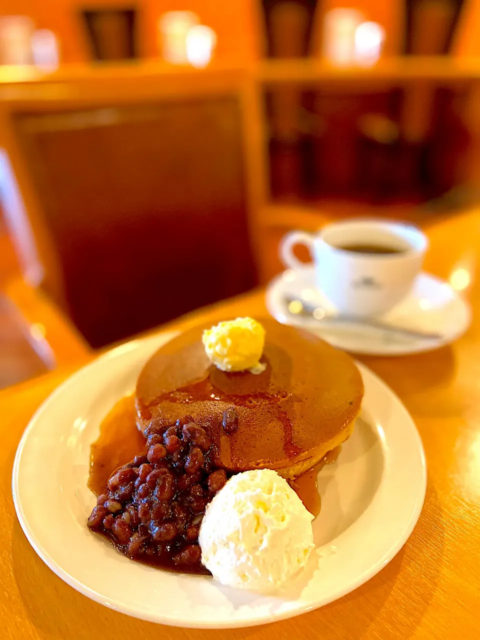 珈琲館　ホットケーキ🥞北海道小豆&ホイップクリーム|ナナさん