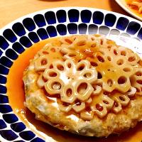 鶏ひき肉とれんこんのあんかけレンチンバーグ