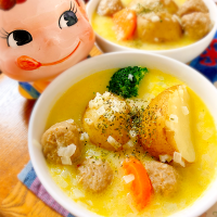 ゴロッとおじゃが♡豆乳コーンクリームシチュー。