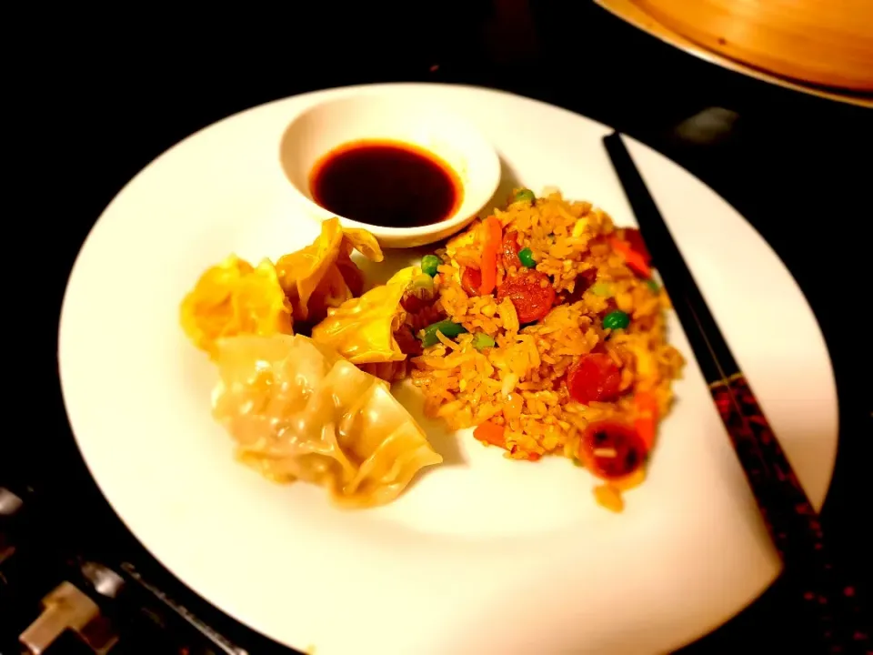 chinese fried rice and dumplings|aubzさん