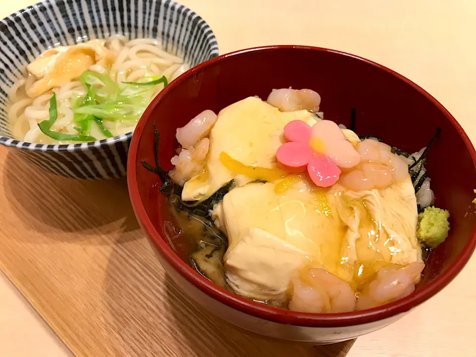 海老と湯葉のあんかけ丼とおうどんのセット|マハロ菊池さん