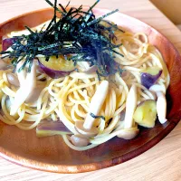 しめじとナスのバターポン酢スパゲティ|一人暮らし始めました。さん