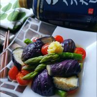 揚げ茄子とアスパラとトマトの
だし浸し