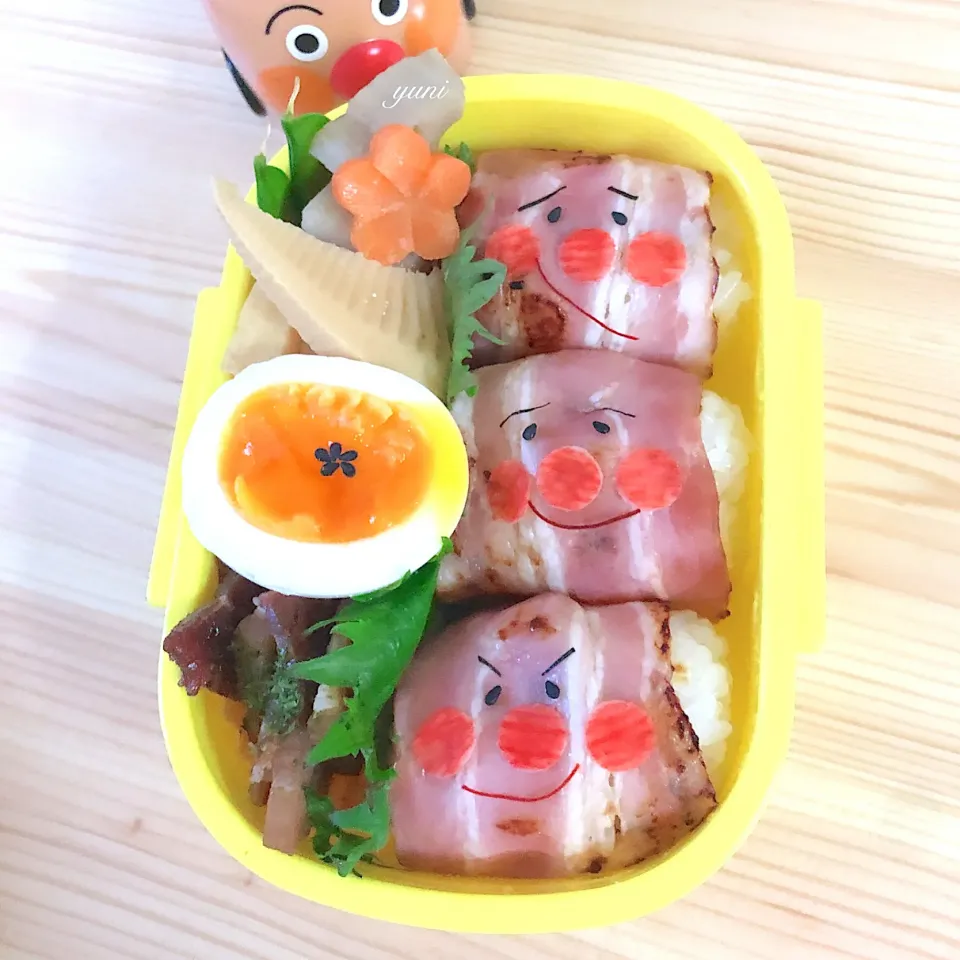 アンパンマン🥓ベーコン巻きおにぎり弁当|🌸yuni🌸さん