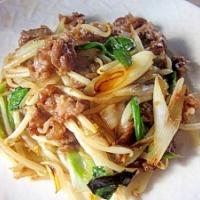 アルプスの乙女さんの長ねぎ、もやしの牛肉のオイスターソース炒め #楽天レシピ
