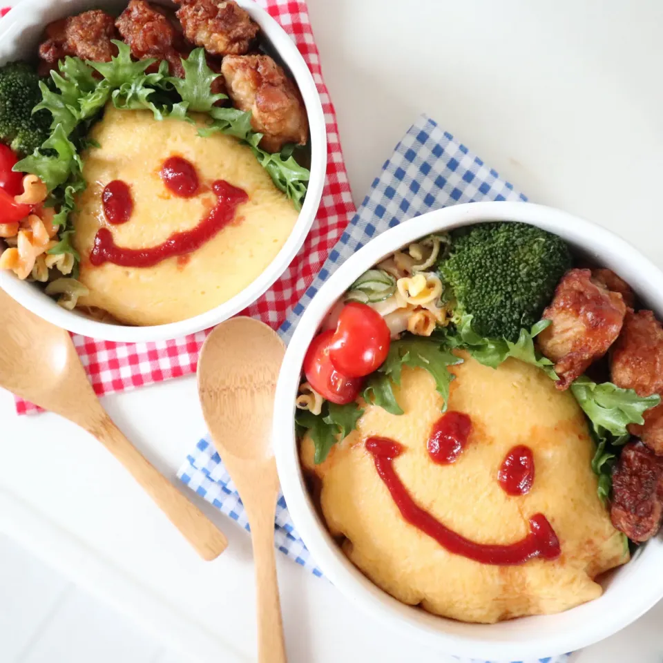 中学生男子年子弁当🍱オムライス弁当😀|なかじー。さん