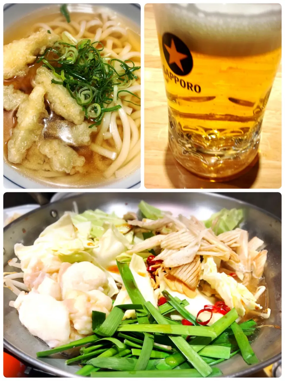 ごぼう天うどん＋もつ鍋（２人前） ¥1,180|Blue Moon Caféさん