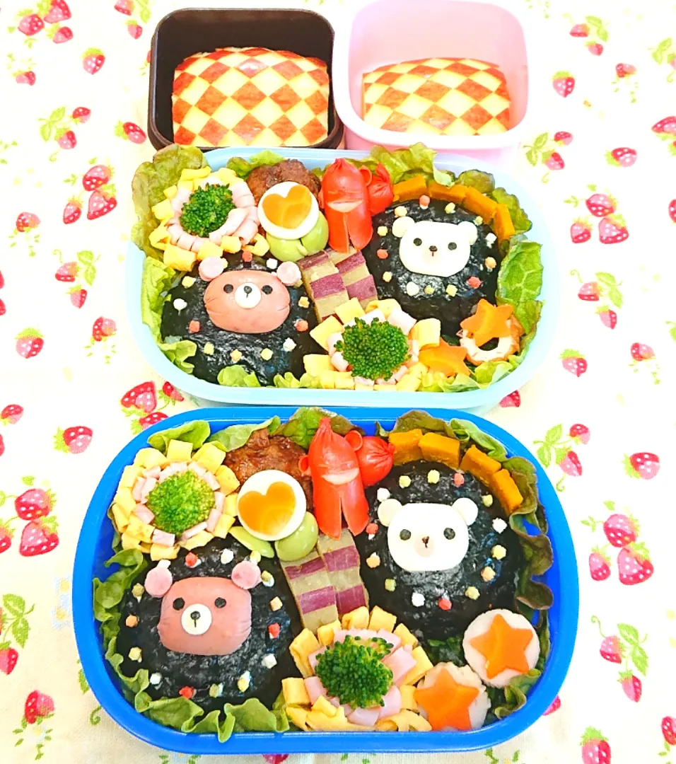 クマちゃんおにぎり弁当❤️|みちゅあしさん