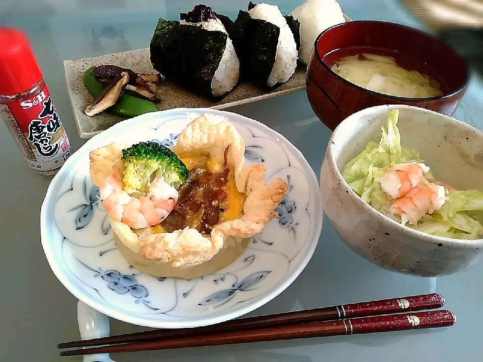 和風キッシュとおにぎり🍙|にこさん