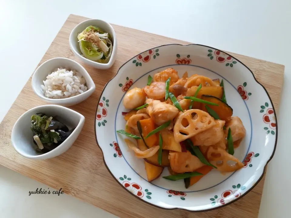 鶏ムネ肉の甘酢あんでプレート😋|ぐぅぐママ（Yukkie）さん