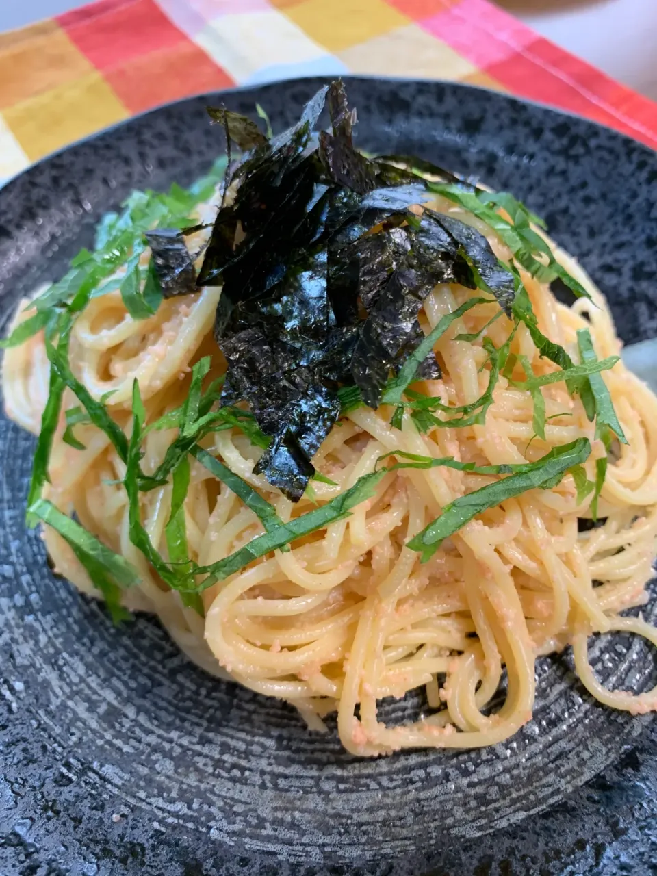 家ご飯　昼食の明太子パスタです。|レモンさん