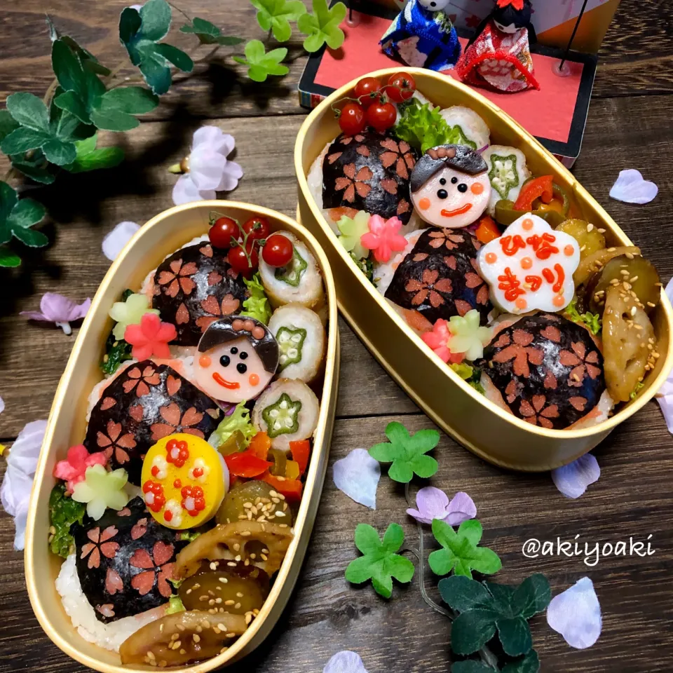 Snapdishの料理写真:ひな祭り桜弁当|Akiyoෆ¨̮⑅さん