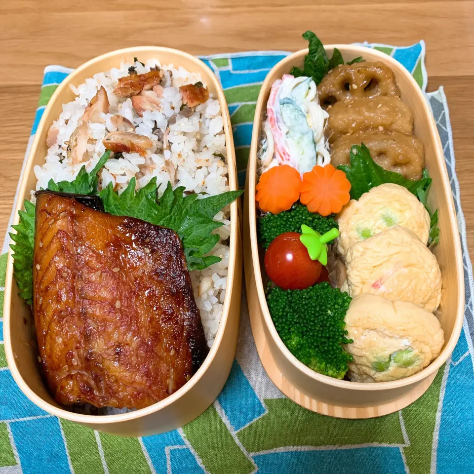 Snapdishの料理写真:旦那のお弁当2 さばの味醂干し弁当にしました^ ^|ヤマネコさん