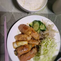 Snapdishの料理写真:甘辛豚肉巻き|さよさん