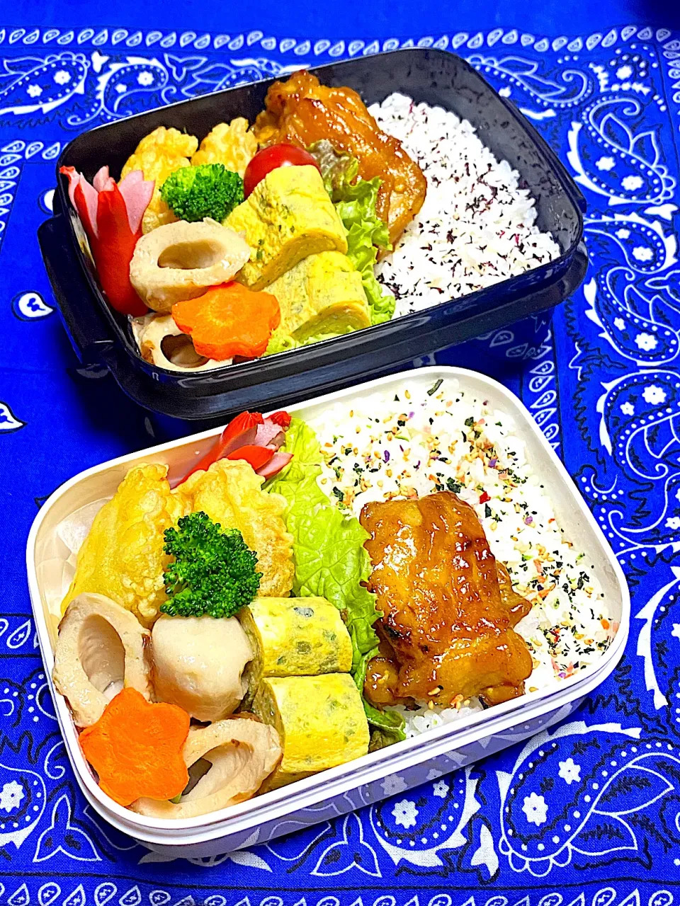 Snapdishの料理写真:息子のお弁当(強制～カレー照り焼き😄)|かあたんさん